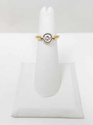 Retro 18k Two Tone Gold Natural Solitaire Diamond Engagement Ring