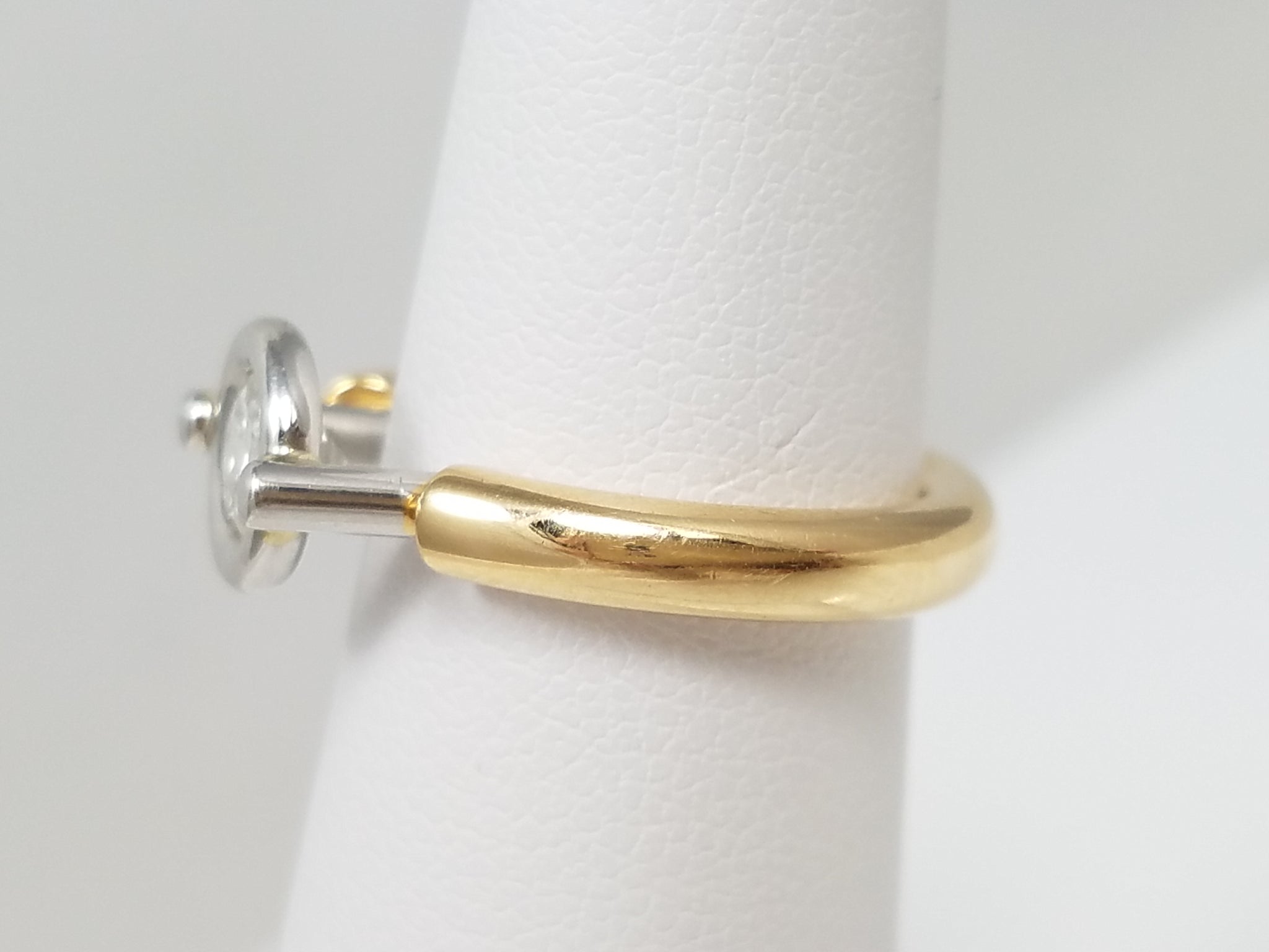 Retro 18k Two Tone Gold Natural Solitaire Diamond Engagement Ring