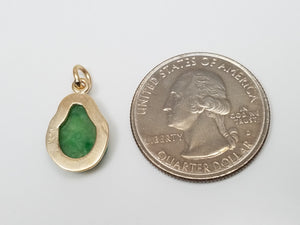 Cute Vintage 14k Yellow Gold Natural Jade Carved Buddha Charm