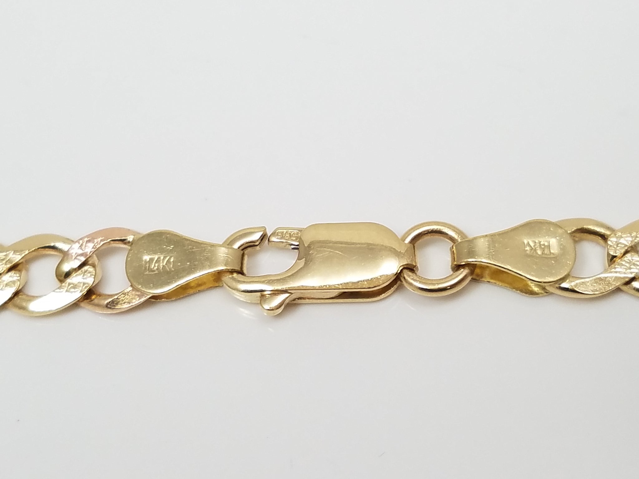 Flashy 18" 14k Tri Color Gold Textured Figaro Link Chain Necklace