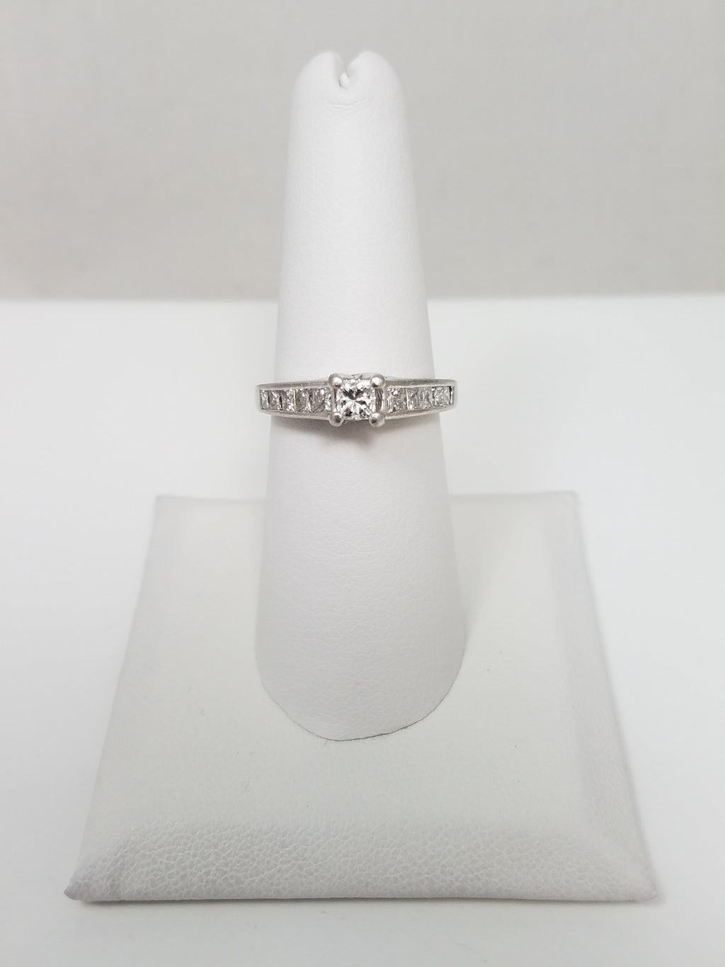 1ctw Princess Cut Natural Diamond Platinum Engagement Ring