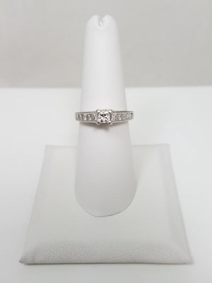 1ctw Princess Cut Natural Diamond Platinum Engagement Ring