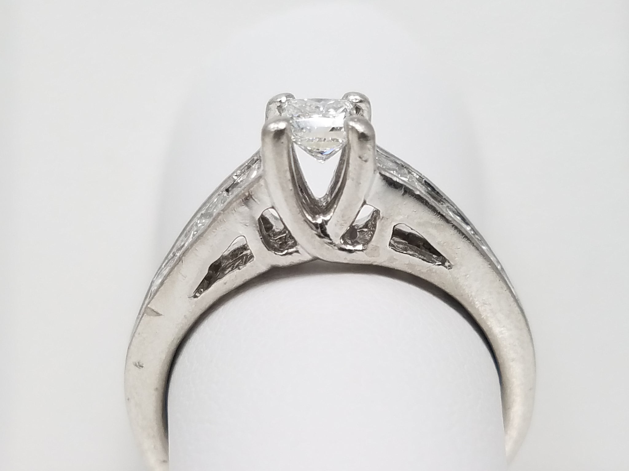 1ctw Princess Cut Natural Diamond Platinum Engagement Ring