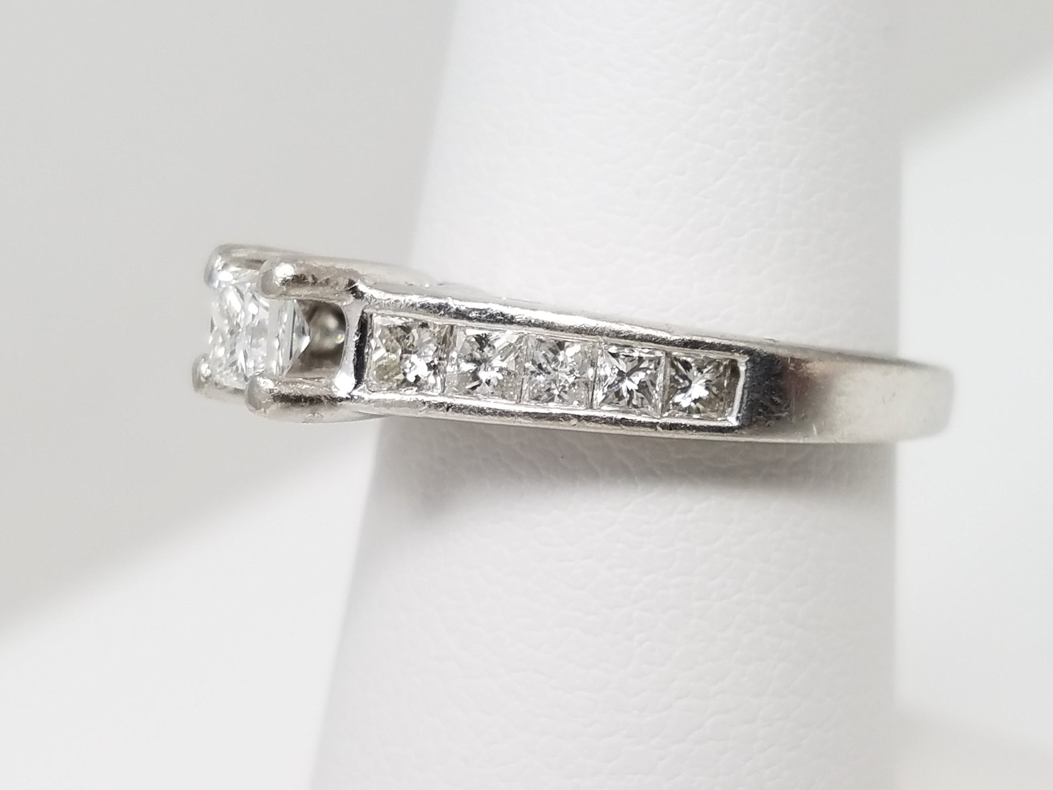 1ctw Princess Cut Natural Diamond Platinum Engagement Ring