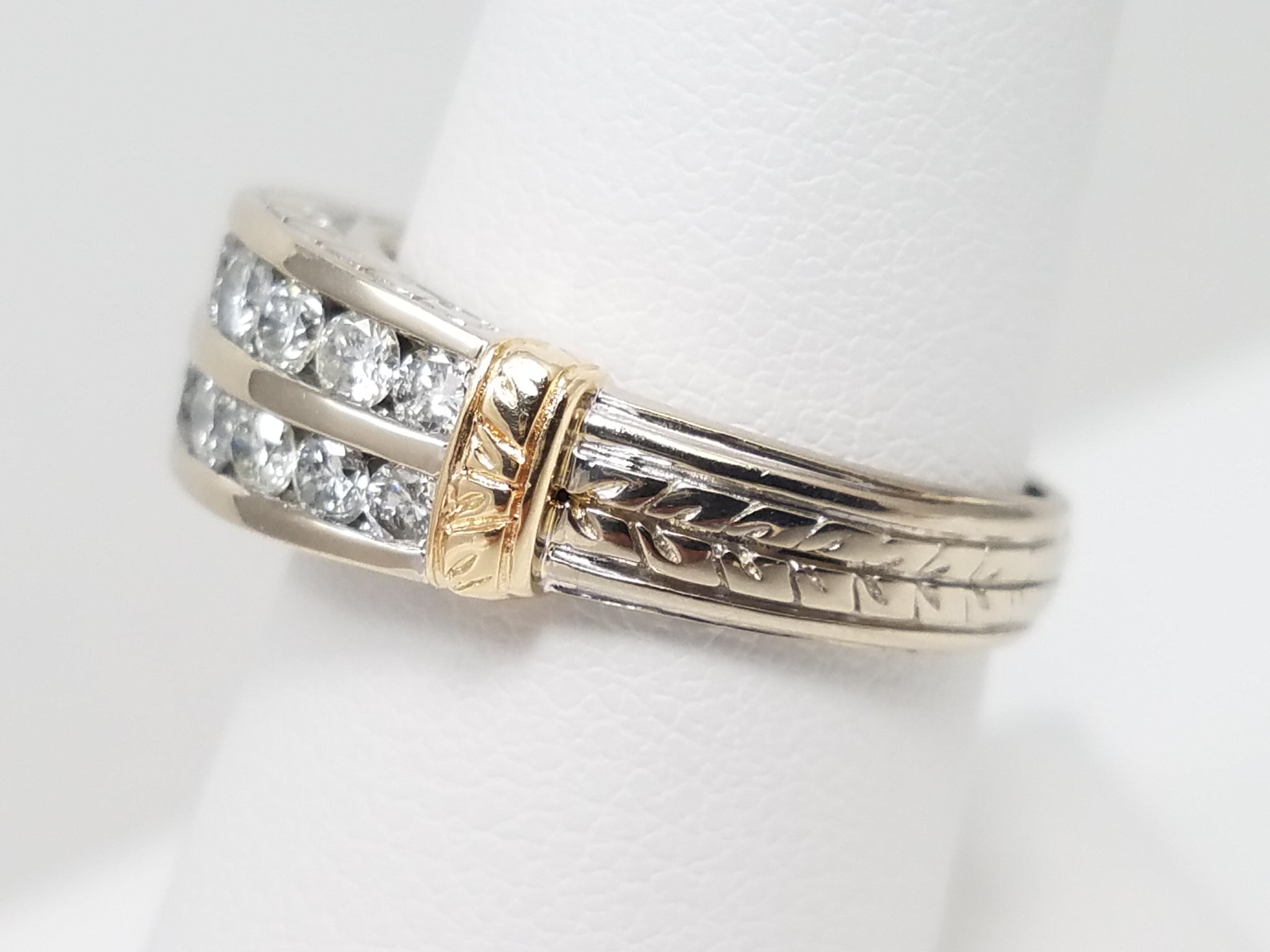 14k Two Tone Gold 1/2ctw Natural Diamond Ring Band