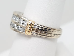 14k Two Tone Gold 1/2ctw Natural Diamond Ring Band