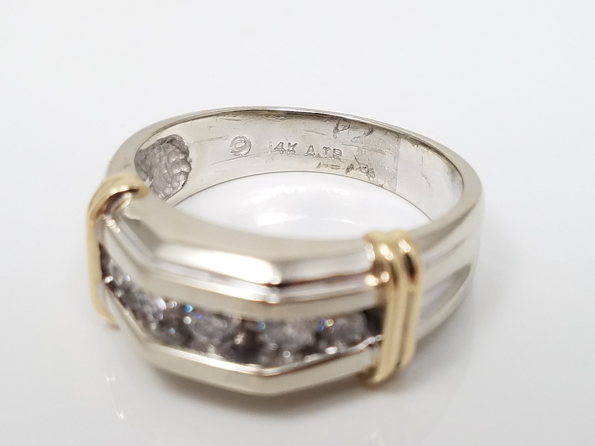 Dapper Men's 14k Two Tone Gold Natural Diamond Wedding Ring Band