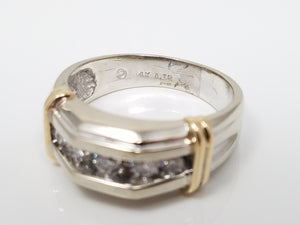 Dapper Men's 14k Two Tone Gold Natural Diamond Wedding Ring Band