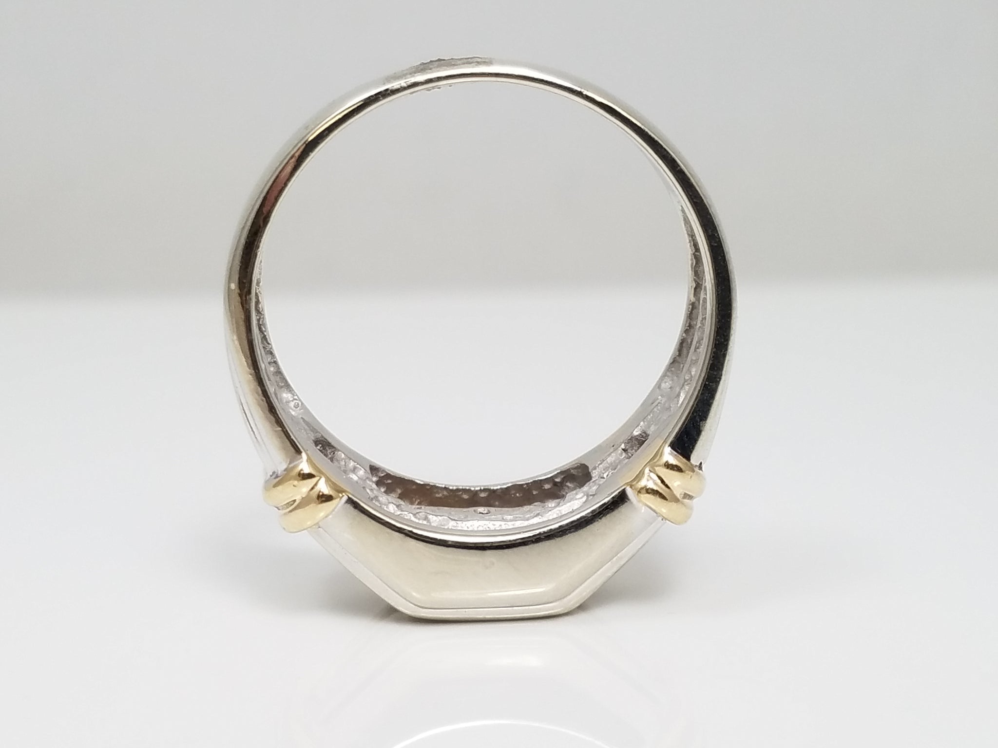 Dapper Men's 14k Two Tone Gold Natural Diamond Wedding Ring Band