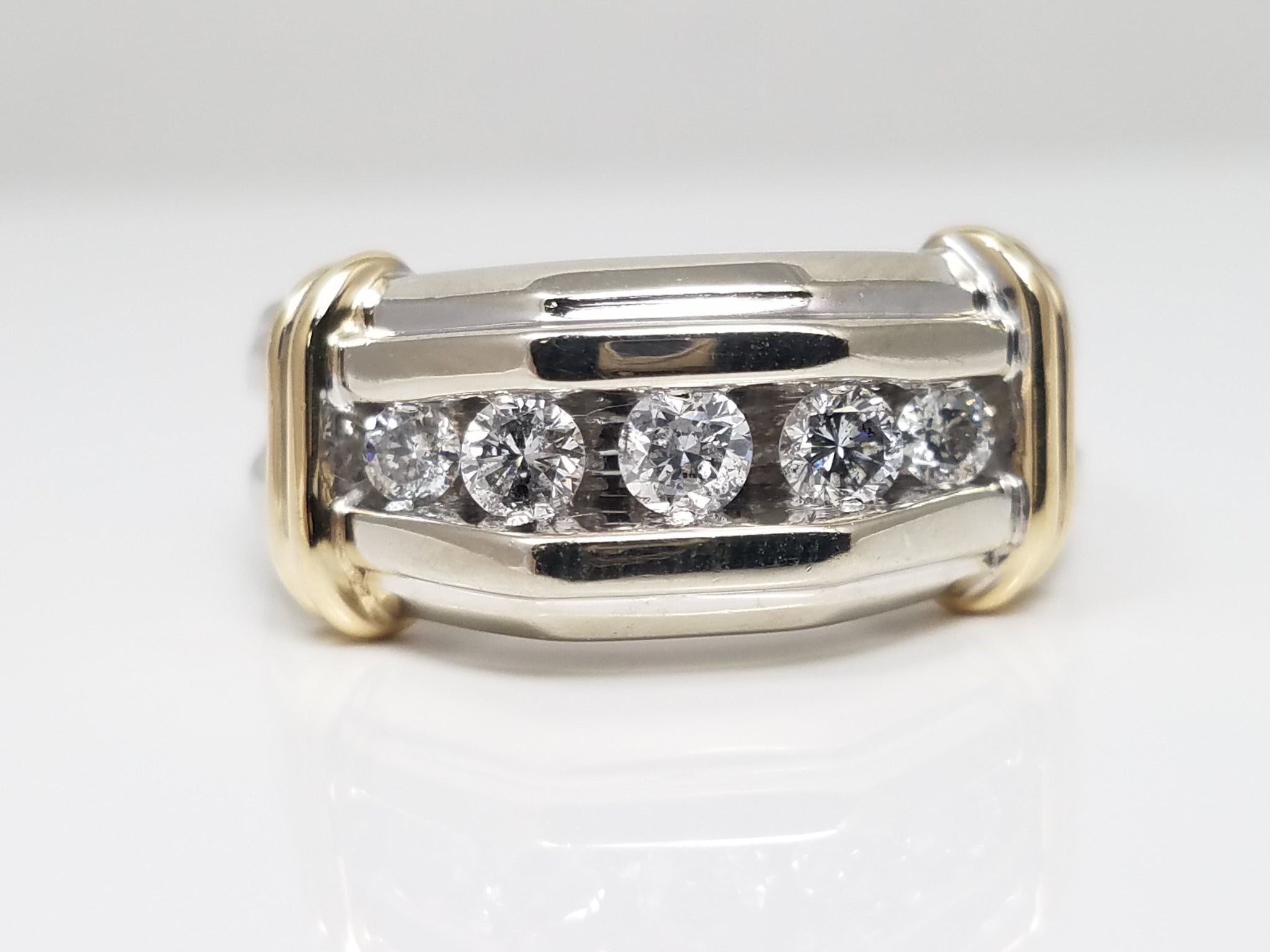 Dapper Men's 14k Two Tone Gold Natural Diamond Wedding Ring Band