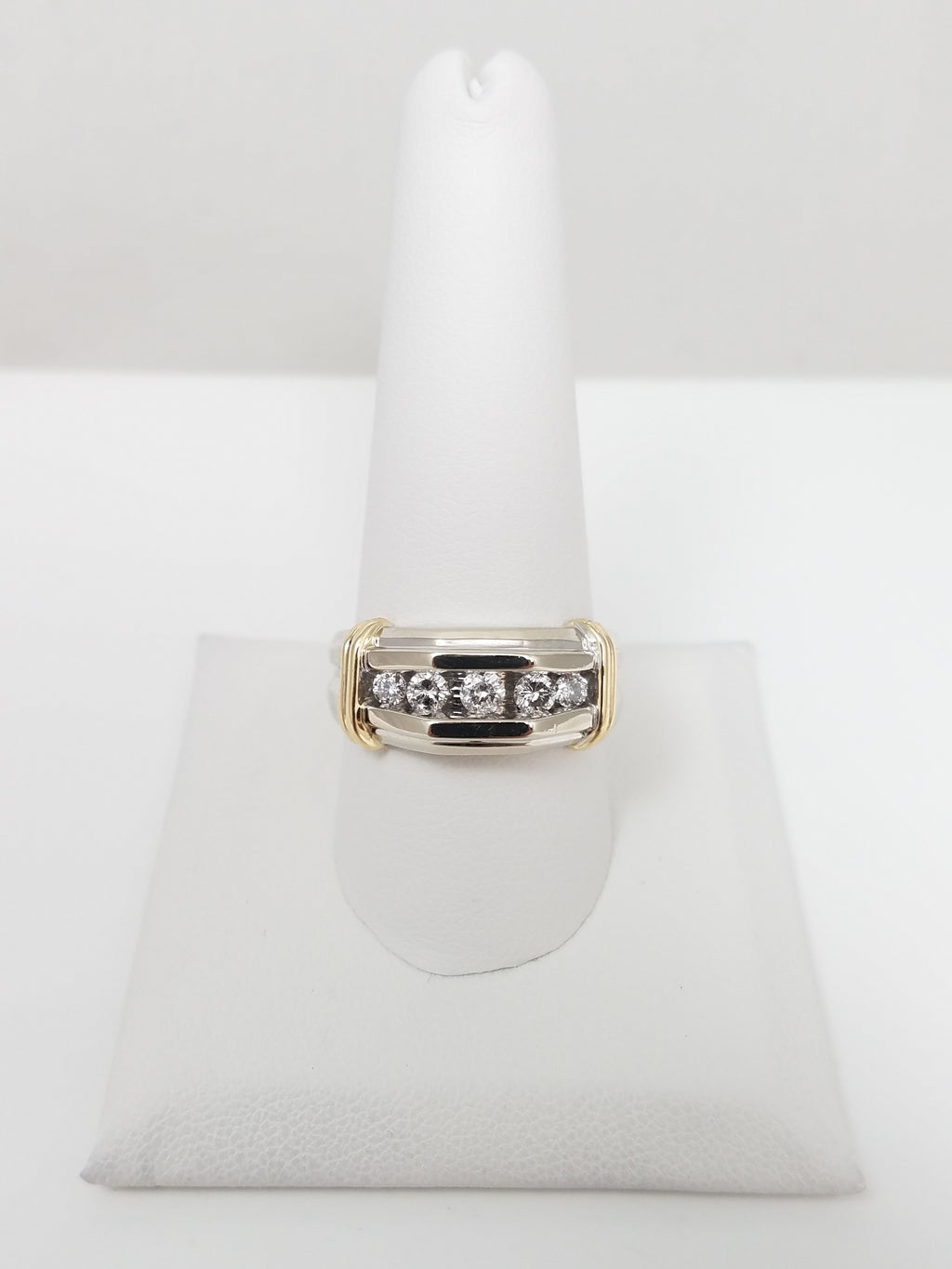 Dapper Men's 14k Two Tone Gold Natural Diamond Wedding Ring Band