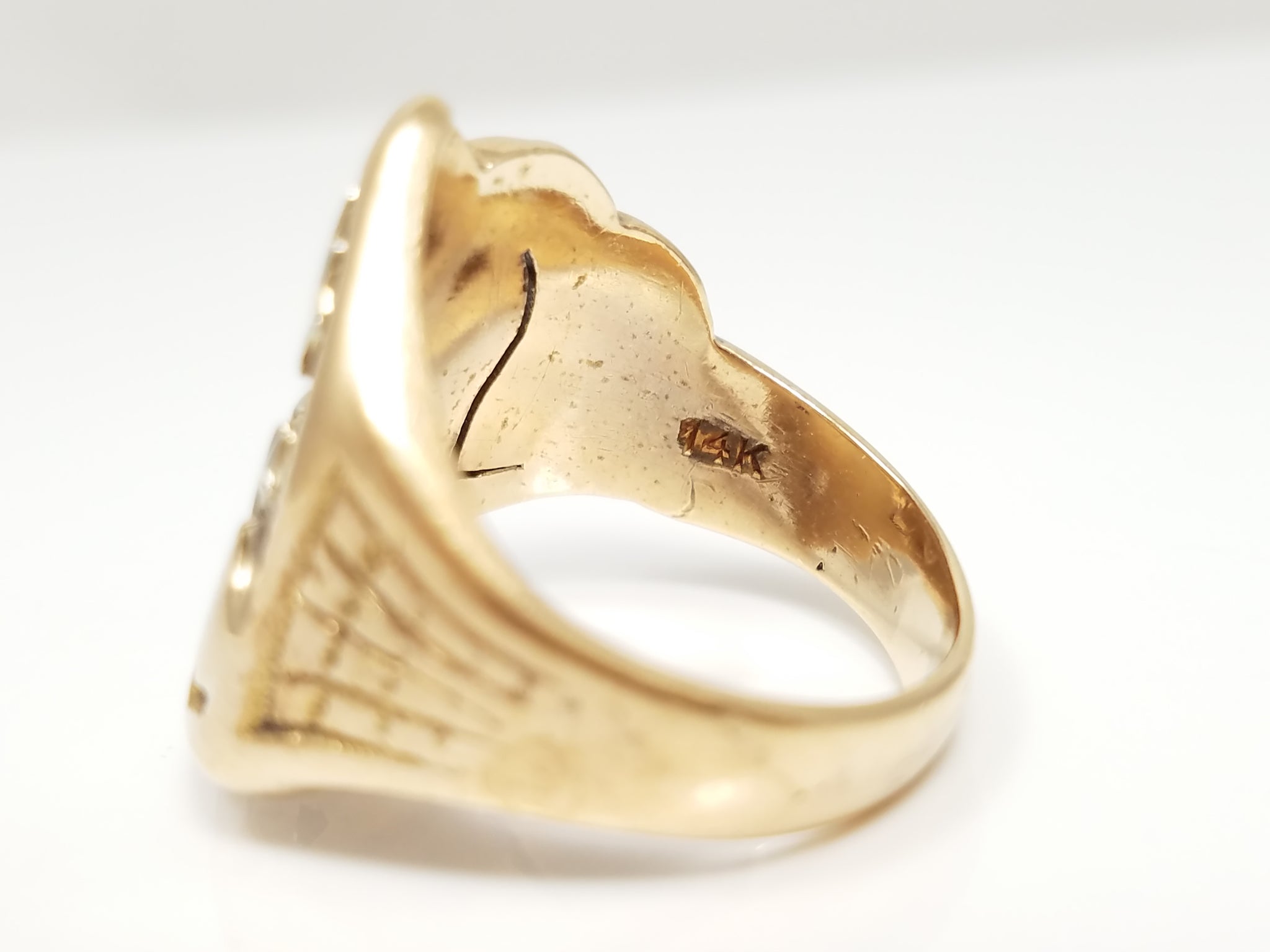 Risque 1940's Vintage 14k Two Tone Gold Nude Female Ring