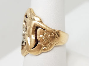 Risque 1940's Vintage 14k Two Tone Gold Nude Female Ring