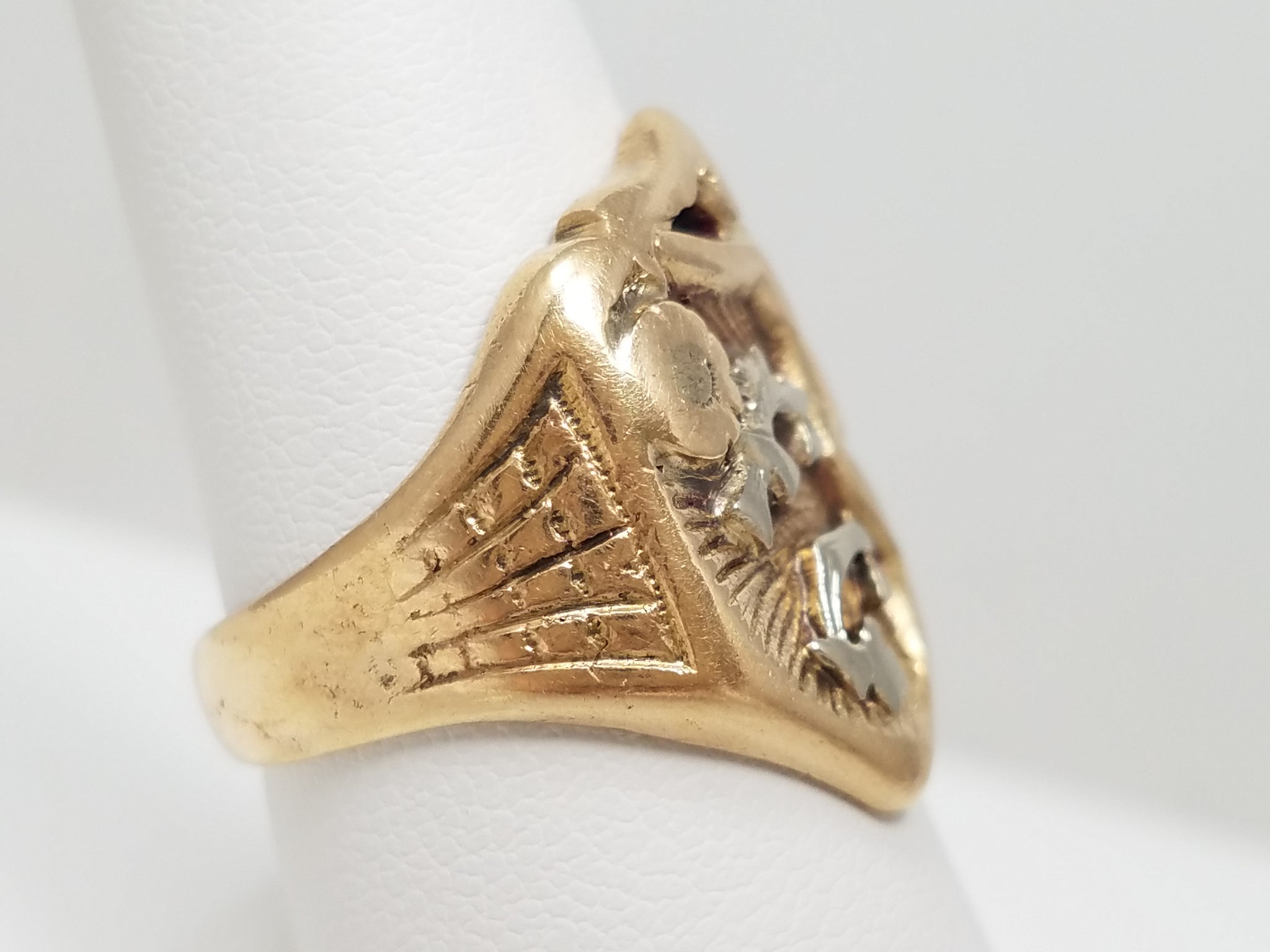 Risque 1940's Vintage 14k Two Tone Gold Nude Female Ring