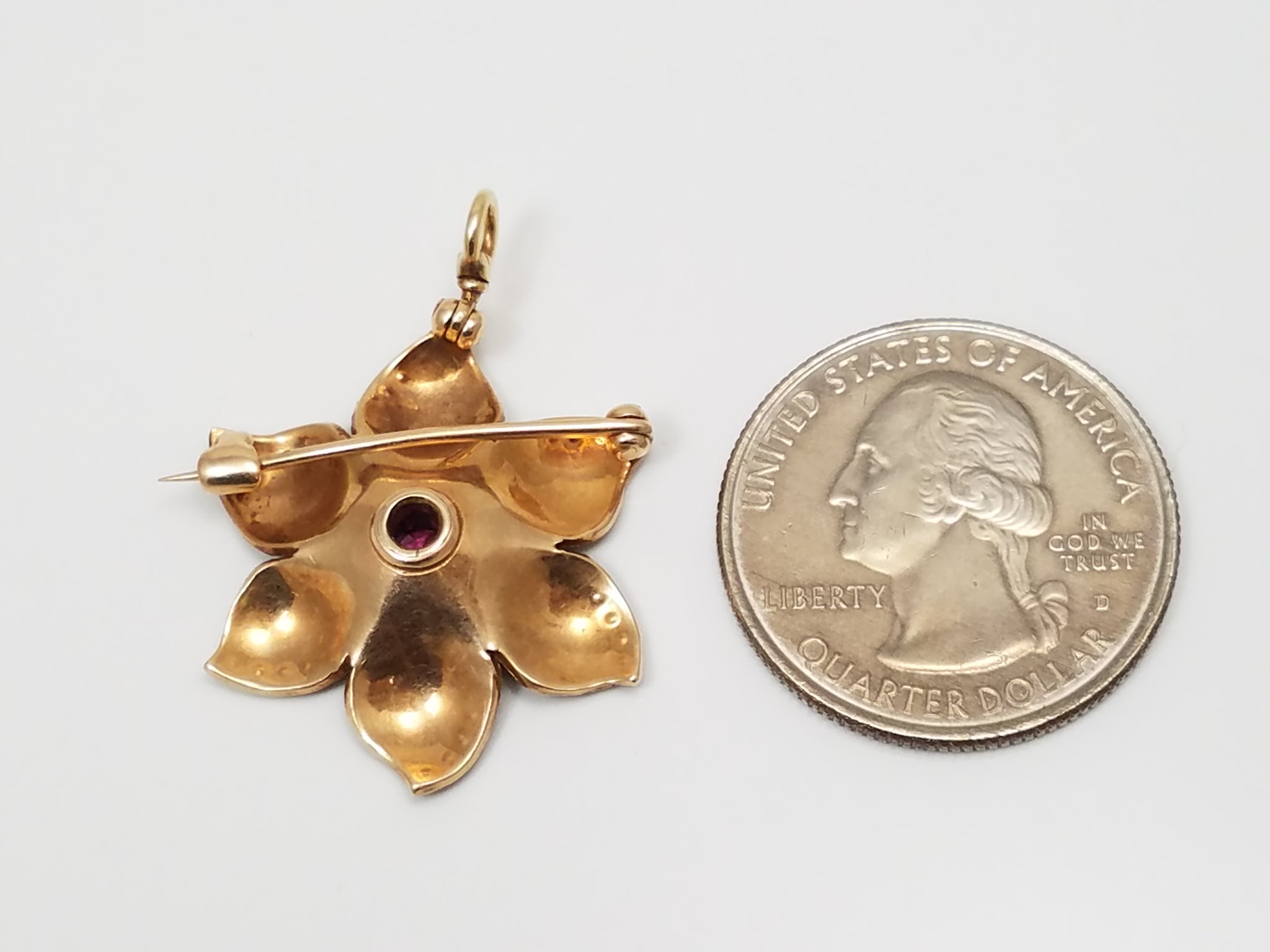 Early 1900's 14k Yellow Gold Flower Brooch/Pendant