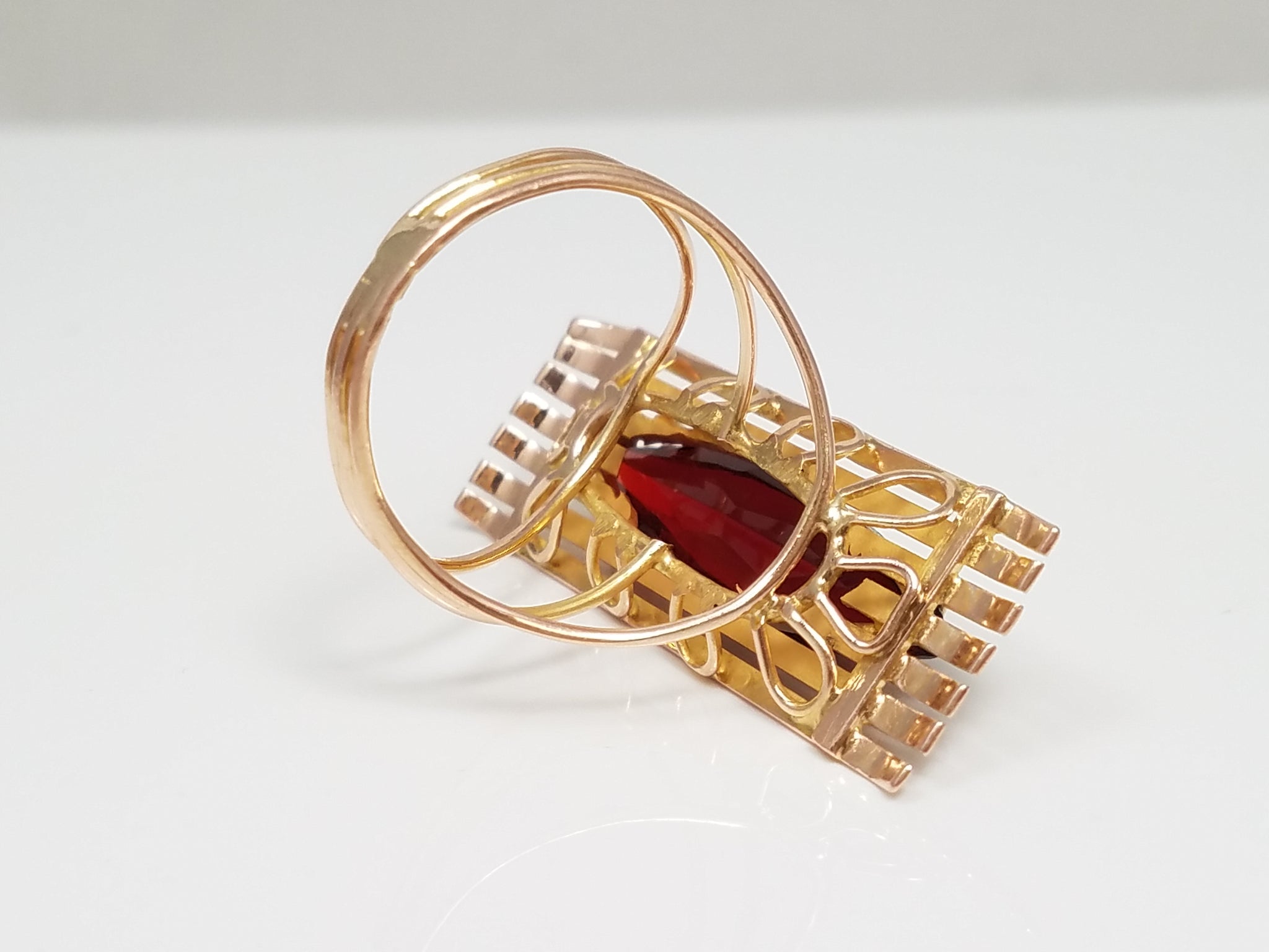Vintage Handmade 10k Yellow Gold Synthetic Gem Ring