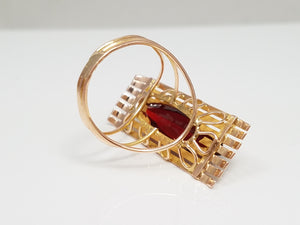 Vintage Handmade 10k Yellow Gold Synthetic Gem Ring