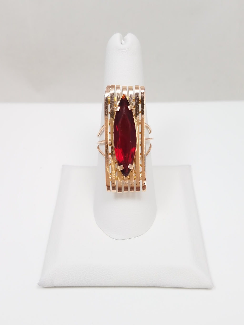 Vintage Handmade 10k Yellow Gold Synthetic Gem Ring