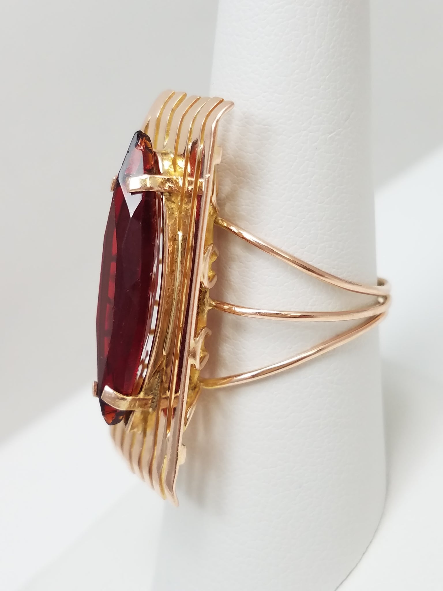 Vintage Handmade 10k Yellow Gold Synthetic Gem Ring