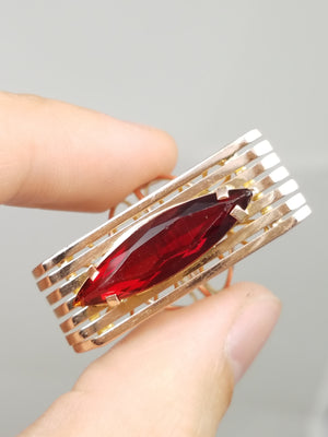 Vintage Handmade 10k Yellow Gold Synthetic Gem Ring