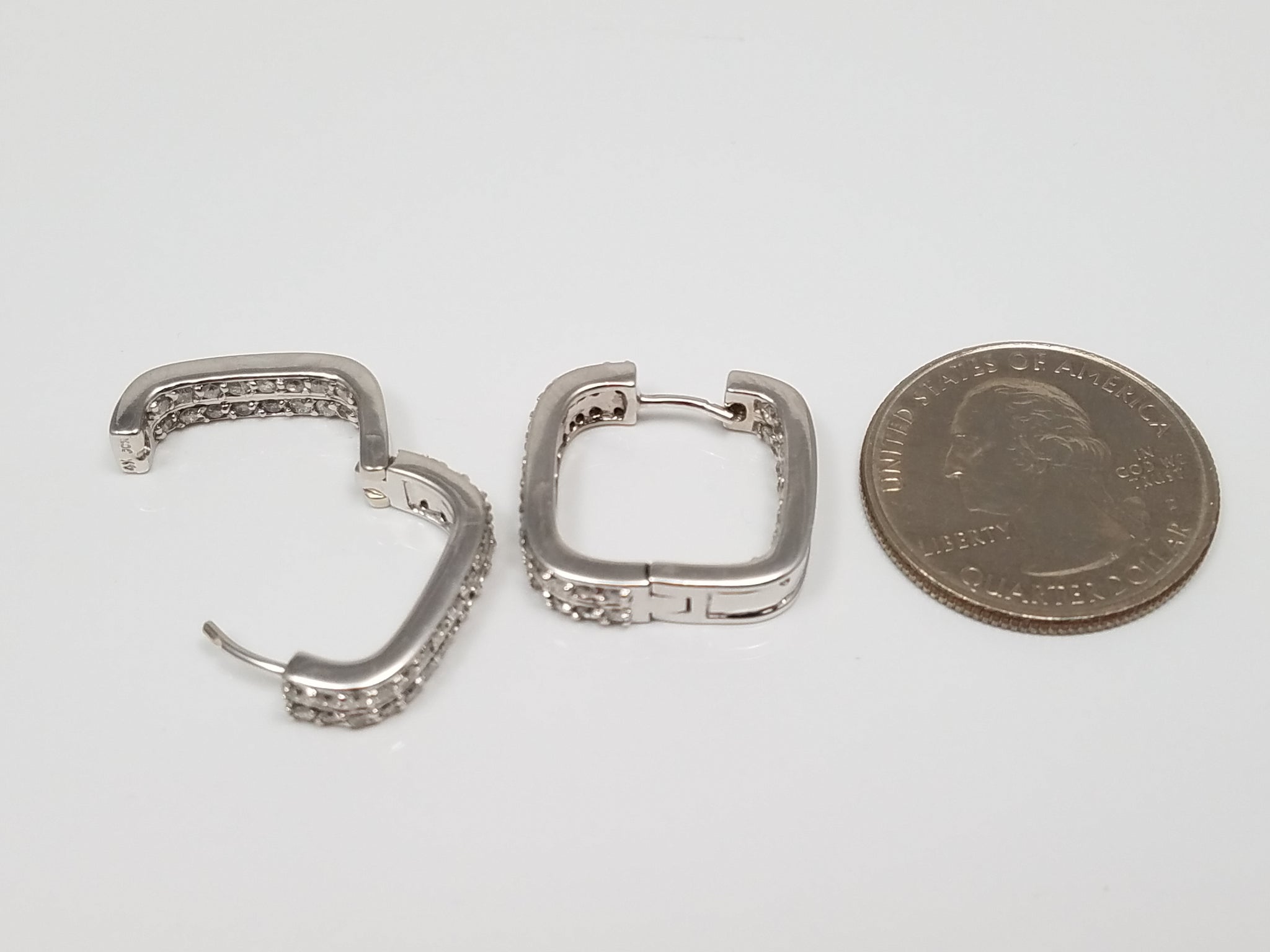 Exquisite 14k White Gold Natural Diamond Inside/Outside Hoop Earrings
