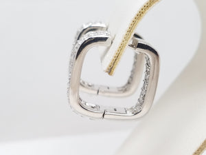 Exquisite 14k White Gold Natural Diamond Inside/Outside Hoop Earrings