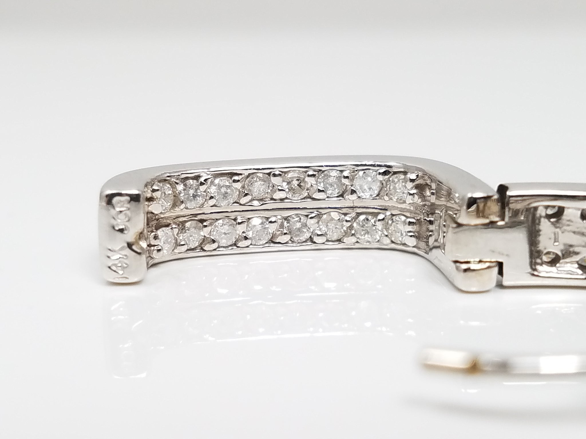 Exquisite 14k White Gold Natural Diamond Inside/Outside Hoop Earrings