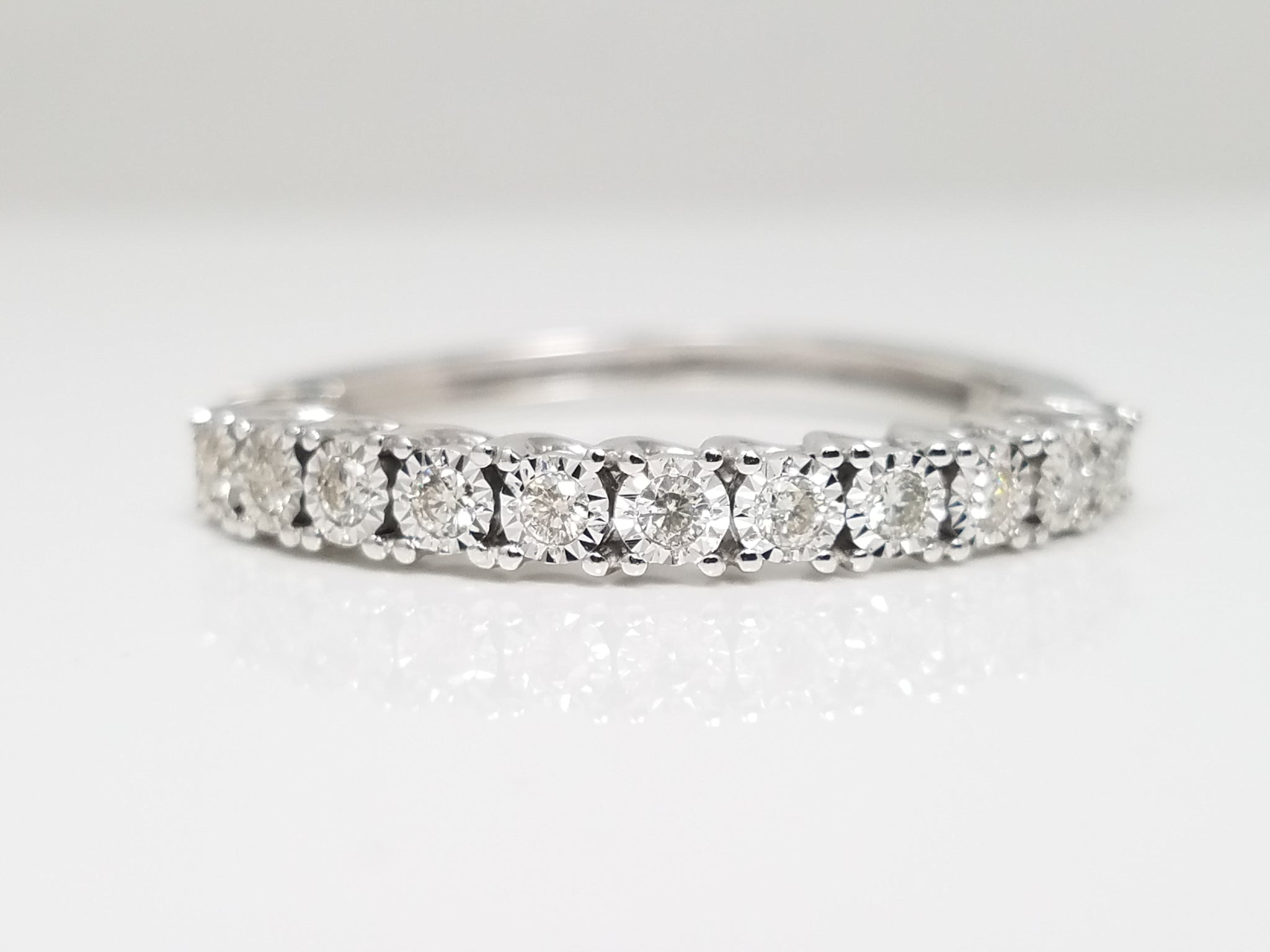 Sparkling 10k White Gold Natural Diamond Hoop Earrings