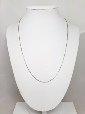 Adjustable 14k White Gold 20" Box Link Chain Necklace