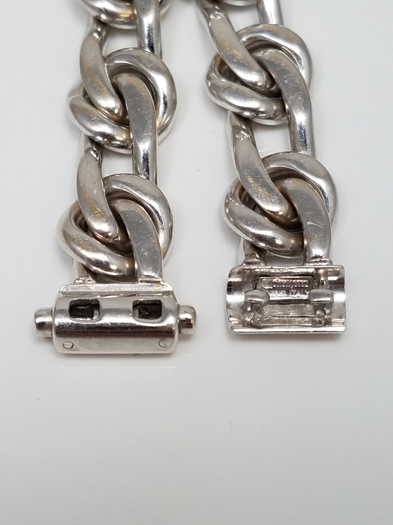 Sporty 8" Solid 18k White Gold Fancy Link Italian Designer Bracelet