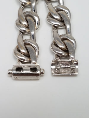 Sporty 8" Solid 18k White Gold Fancy Link Italian Designer Bracelet