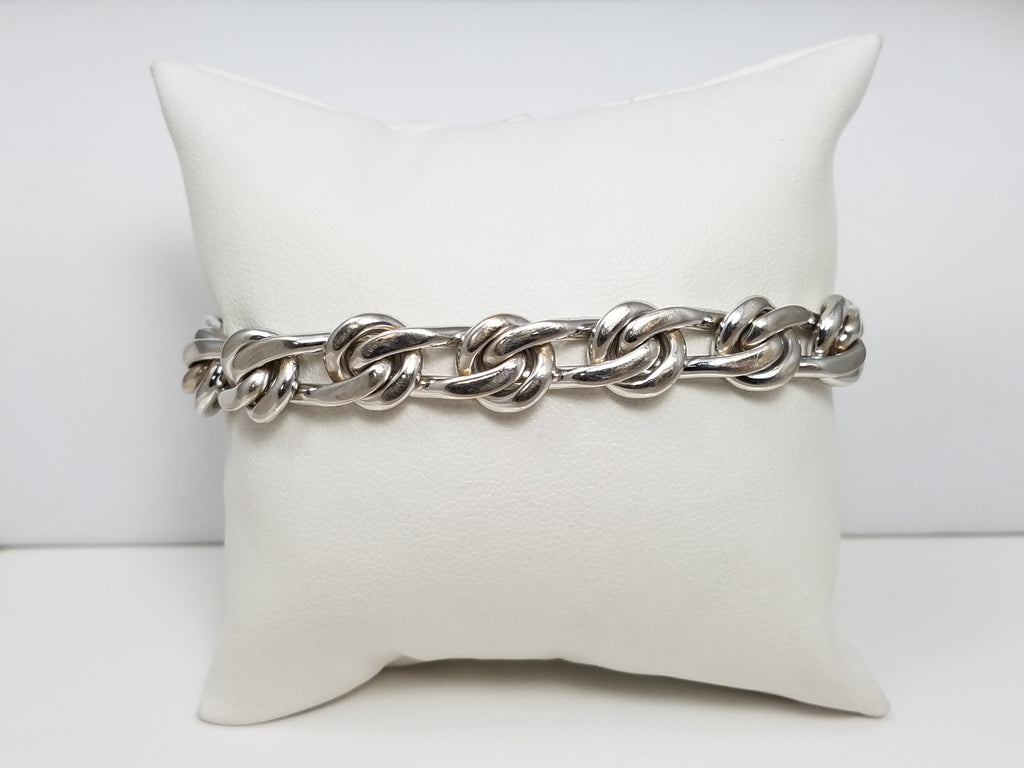 Sporty 8" Solid 18k White Gold Fancy Link Italian Designer Bracelet