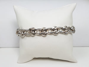 Sporty 8" Solid 18k White Gold Fancy Link Italian Designer Bracelet