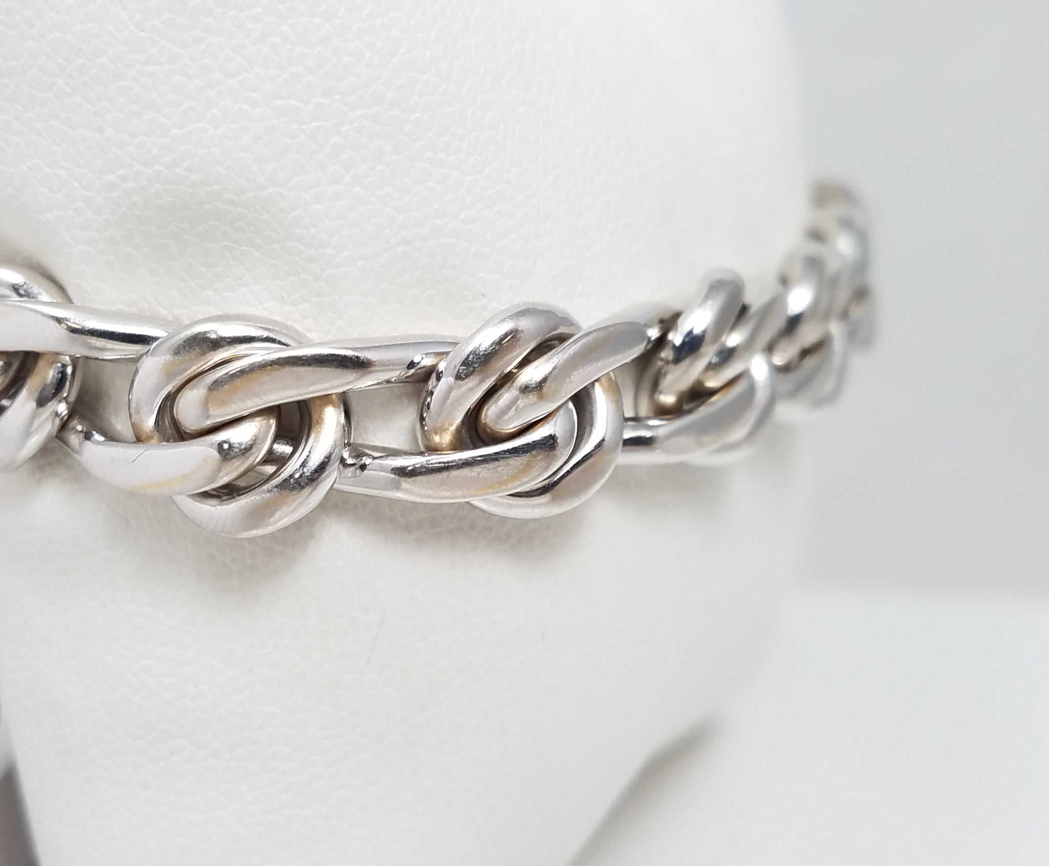 Sporty 8" Solid 18k White Gold Fancy Link Italian Designer Bracelet