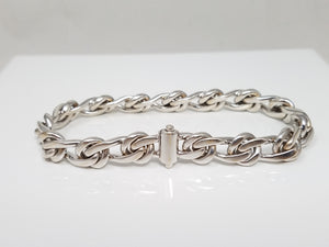 Sporty 8" Solid 18k White Gold Fancy Link Italian Designer Bracelet