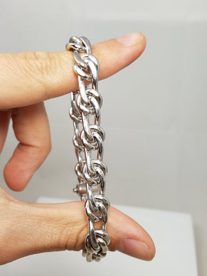 Sporty 8" Solid 18k White Gold Fancy Link Italian Designer Bracelet
