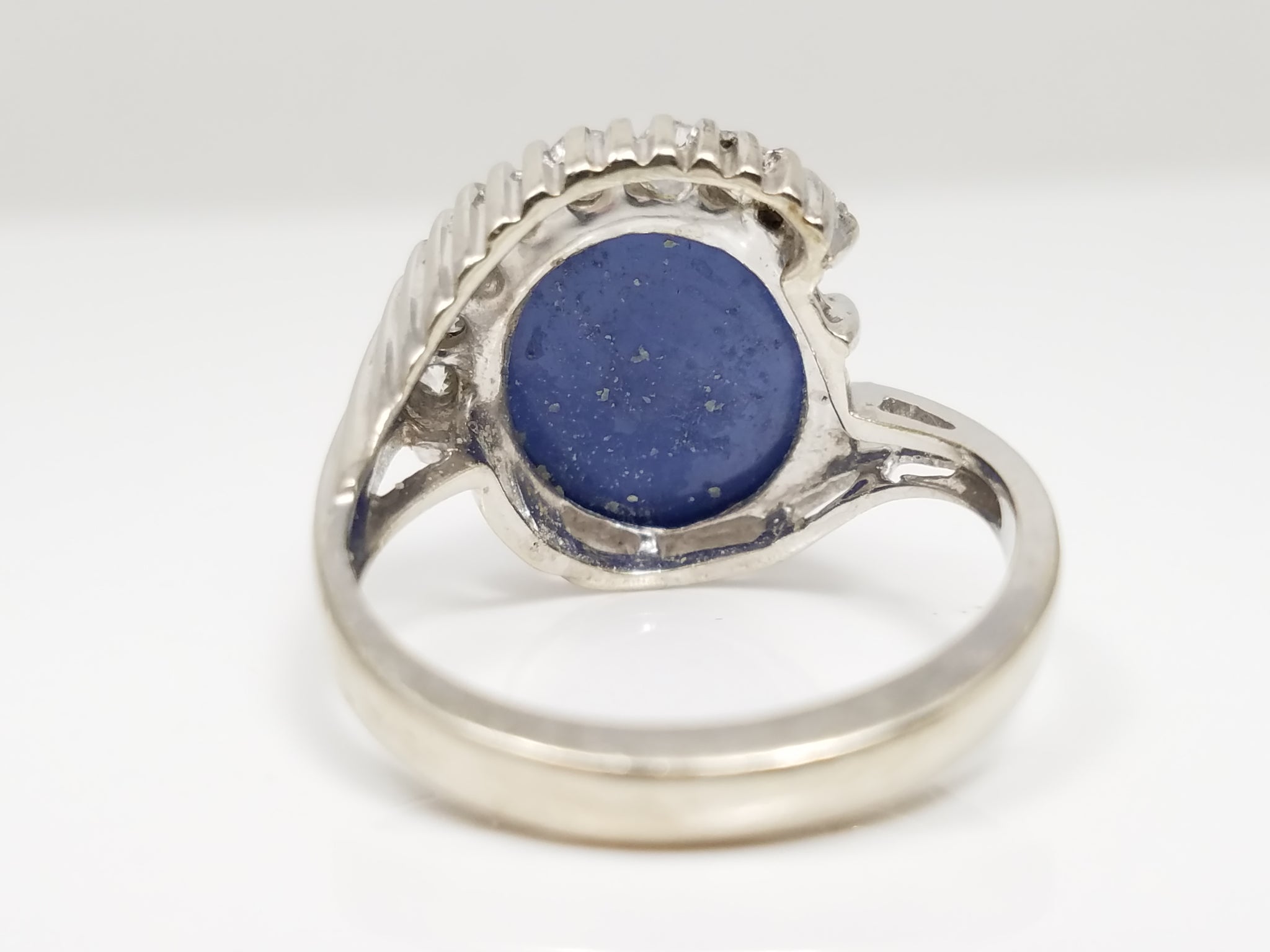 Vintage 14k White Gold Lab Star Sapphire Diamond Ring