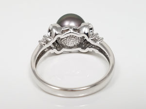 Soothing 14k White Gold Tahitian Peal Natural Diamond Ring