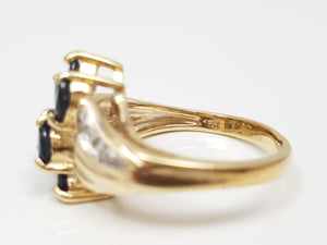 Attractive 10k Yellow Gold Natural Sapphire Diamond Ring