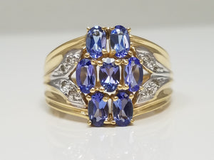 Alluring Natural Tanzanite & Natural Diamond 10k Two Tone Gold Ring