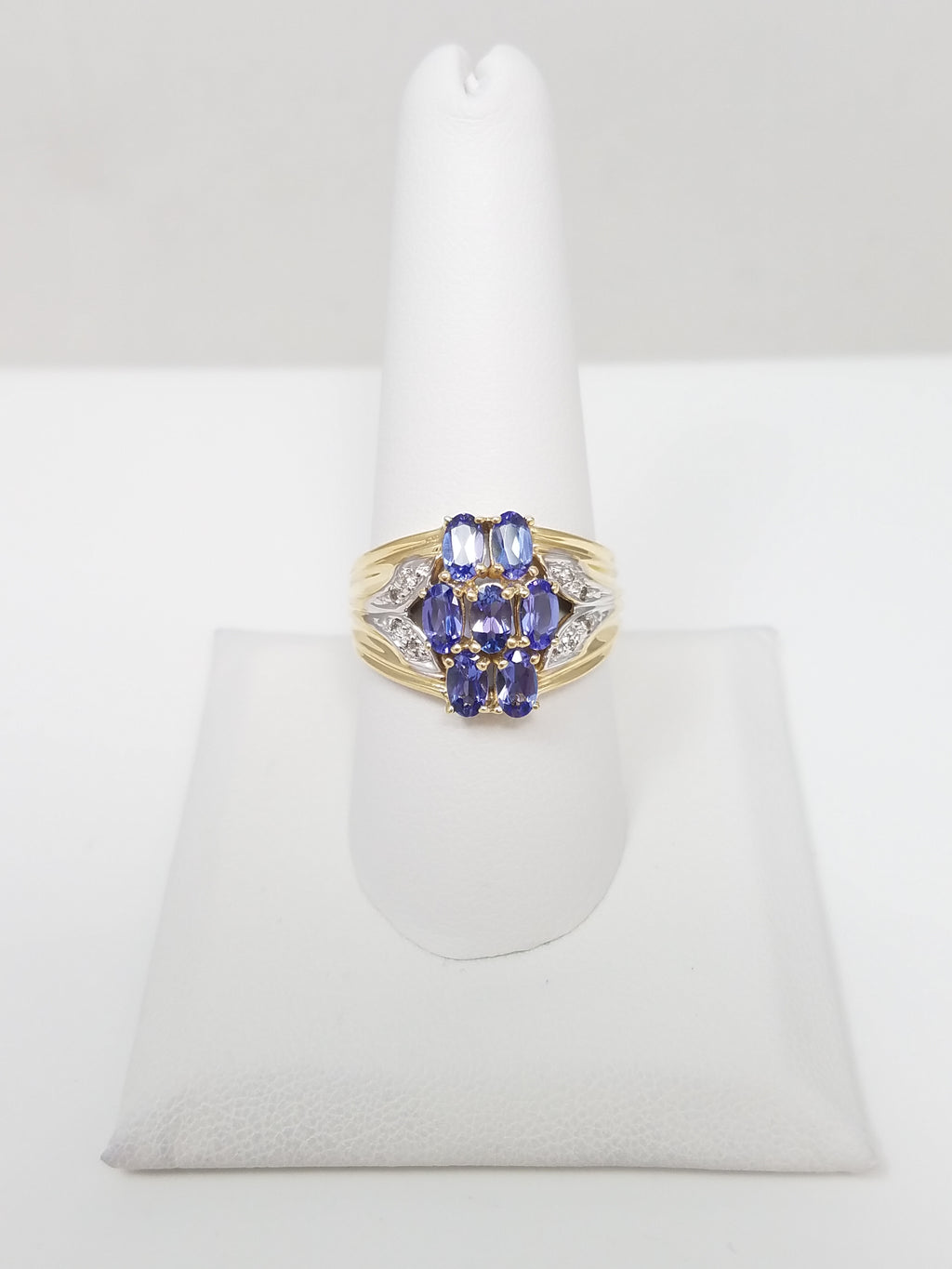 Alluring Natural Tanzanite & Natural Diamond 10k Two Tone Gold Ring
