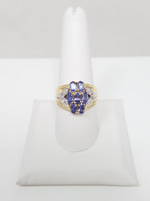 Alluring Natural Tanzanite & Natural Diamond 10k Two Tone Gold Ring