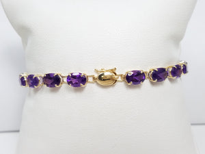 Casual 7" 14k Yellow Gold Natural Amethyst Tennis Bracelet