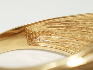 Men's 10k Yellow Gold Lab Cat's Eye Natural Diamond Ring