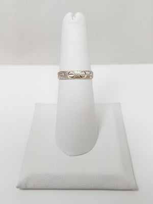 14k White Gold Screw Head Design Ring