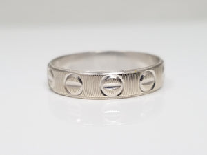 14k White Gold Screw Head Design Ring
