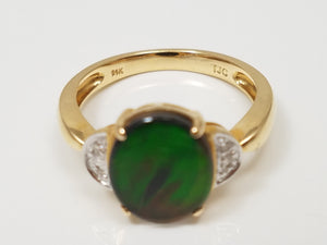 Natural Ammolite Doublet 14k Yellow Gold Ring
