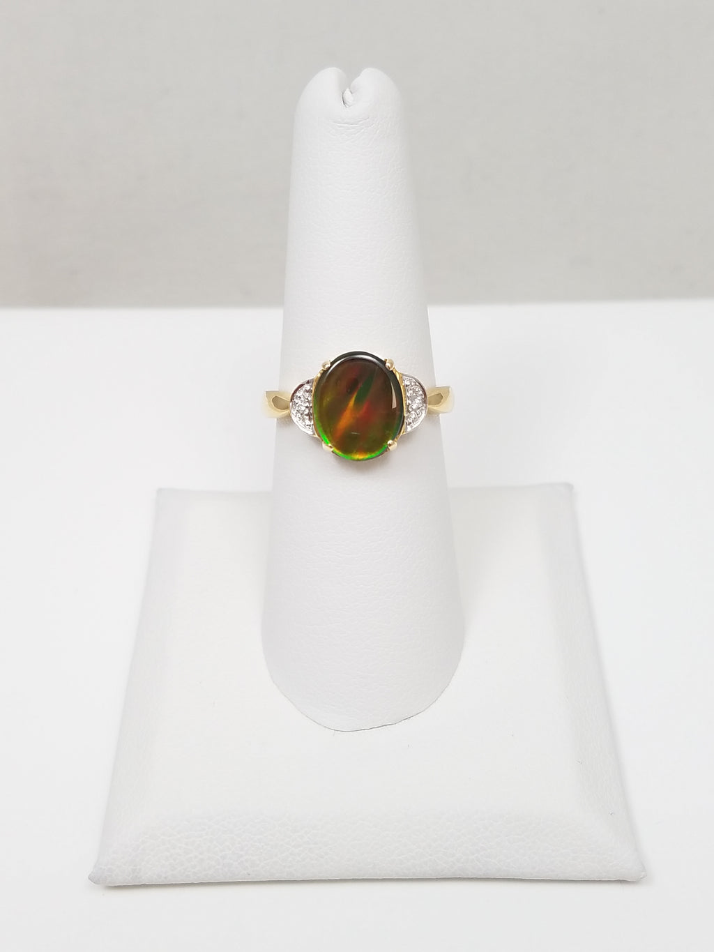 Natural Ammolite Doublet 14k Yellow Gold Ring