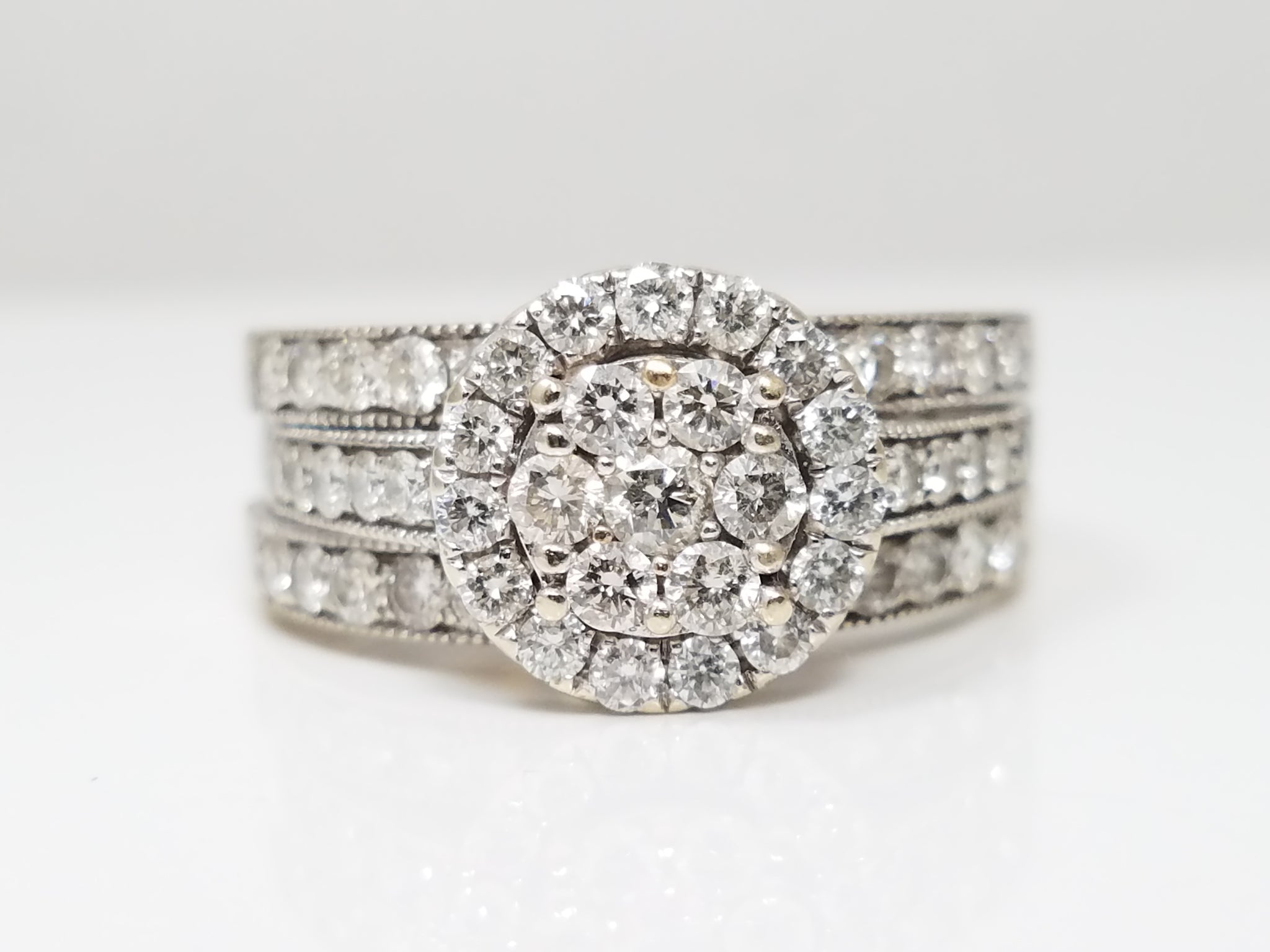14k White Gold 1.25ctw Natural Diamond Engagement Ring Set