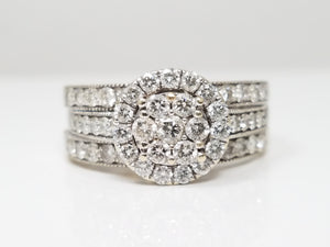 14k White Gold 1.25ctw Natural Diamond Engagement Ring Set